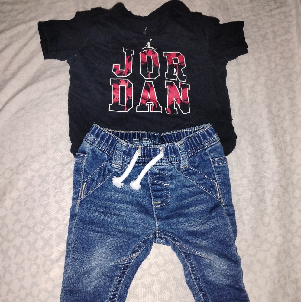 Jordan Kids Dark Blue Jeans with White Drawstring